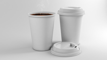 Coffee Paper Cup Mock-Up On Isolated White Background