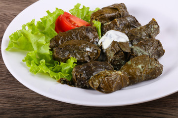 Dolma - stuffed meat in grape leaves