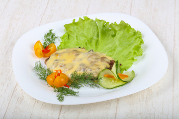 Pork with cheese and mushroom