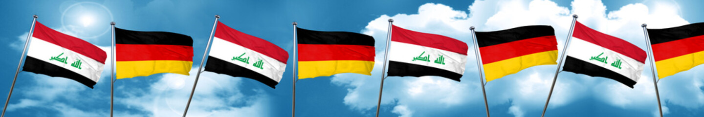 Iraq flag with Germany flag, 3D rendering