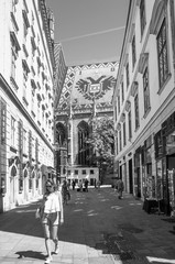 VIENNA, AUSTRIA-July 3, 2014 : Tourists on foot Graben Street in