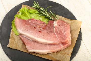 Raw pork steak