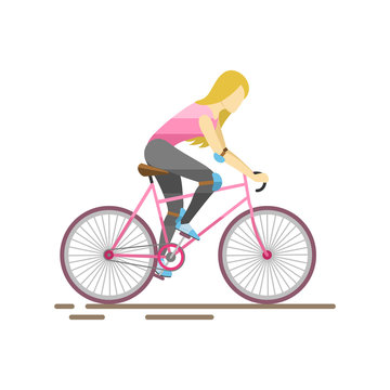 Racing cyclist in action vector illustration.