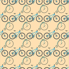 Hipster bicycle flat seamless pattern vector illustration.