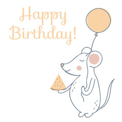 Happy Birthday Card with Mouse