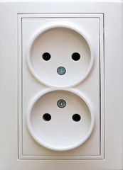 White sockets for electricity closeup