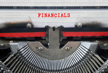 FINANCIALS Typed Words On a Vintage Typewriter Conceptual