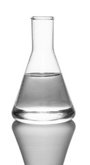 Chemical flask with liquid