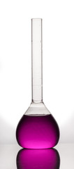 Chemical flask with liquid