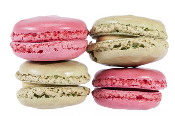 Colorful cookies of macaroon isolated on white background.