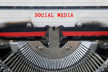 SOCIAL MEDIA Typed Words On a Vintage Typewriter Conceptual