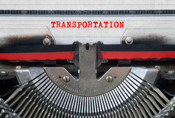 TRANSPORTATION Typed Words On a Vintage Typewriter Conceptual