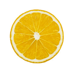 Round section of lemon isolated on white background