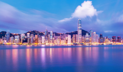 Fototapeta na wymiar Hongkong reflection in Rainy Season