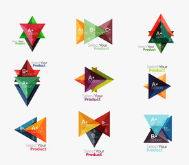 Set of triangle geometric business infographic templates