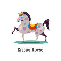 A trained circus horse vector illustration isolated on white background