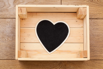 Wooden box for sending parcels. Valentine's Day. Gift. Love.