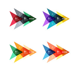 Colorful arrow option infographics banners, business geometric templates