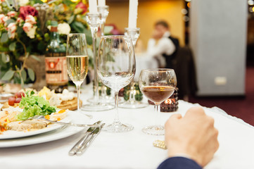 champagne glasses on the table, party 2018