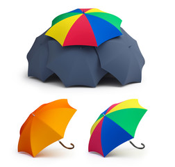 umbrella set on a white background 3D illustration