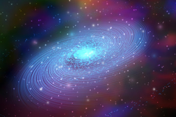 Blue galaxy. Cosmic vector illustration.