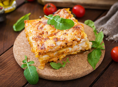 Classic Lasagna with bolognese sauce.
