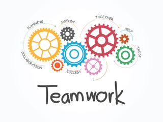 Infographic template with gear and wording