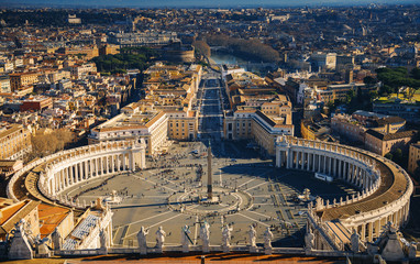 View of Rome from the Dome of St. Peter's Basilica, Rome, Italy, Vatican