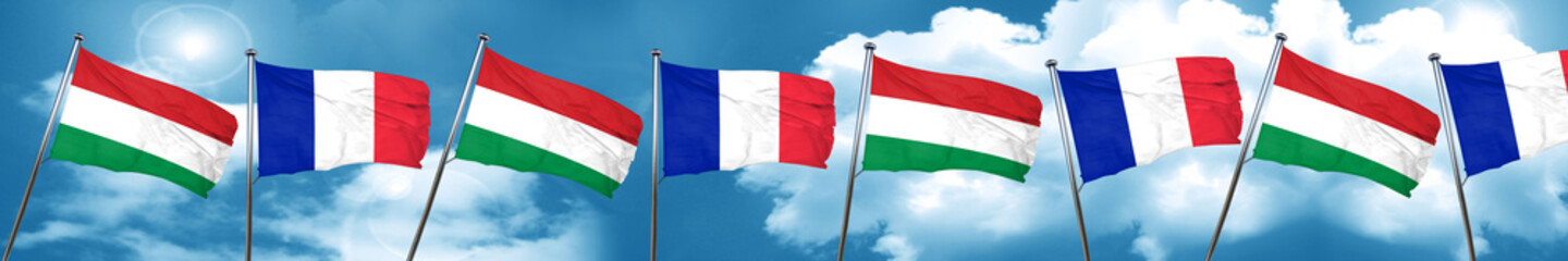 Fototapeta na wymiar Hungary flag with France flag, 3D rendering