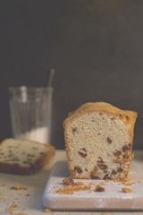 banana bread with raisins. rustic style