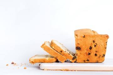 banana bread with raisins.