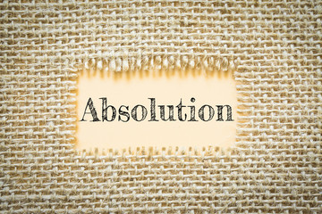 Text Absolution on paper Orange has Cotton yarn background you can apply to your product.