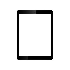 Tablet with blank white screen. Isolated on white background. Realistic vector illustration. Copy space.