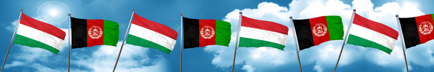 Fototapeta na wymiar Hungary flag with afghanistan flag, 3D rendering