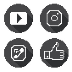 Icons for social networking, pixel flat