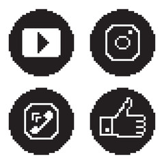 Icons for social networking, pixel flat