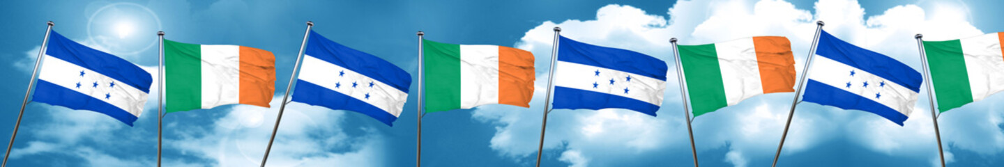 Honduras flag with Ireland flag, 3D rendering