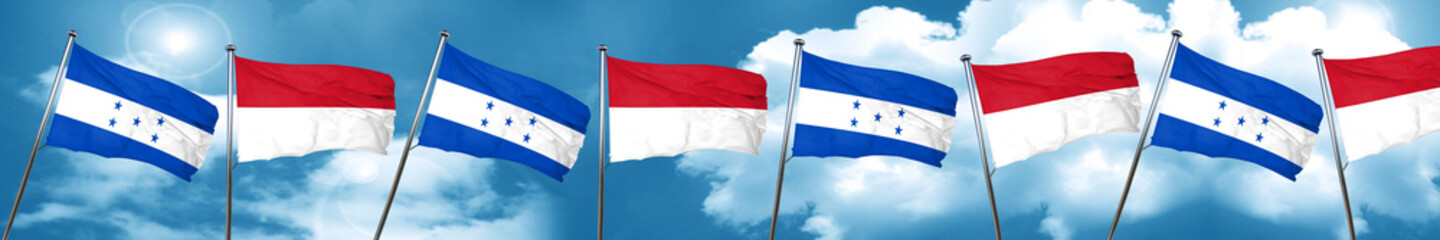 Honduras flag with Indonesia flag, 3D rendering