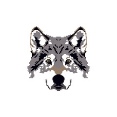 Pixel face wolf logo