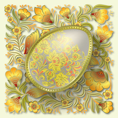 Gold easter egg on floral ornament
