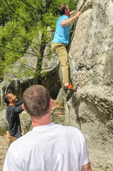 Beim Bouldern