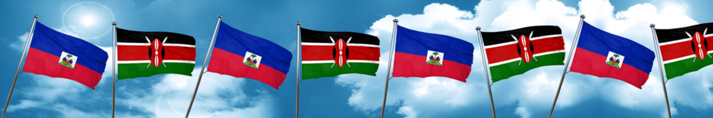 Naklejka na ściany i meble Haiti flag with Kenya flag, 3D rendering