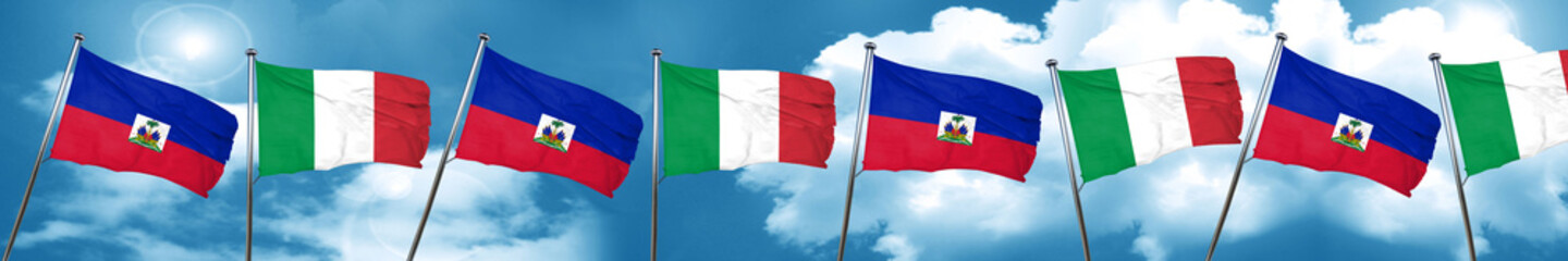 Haiti flag with Italy flag, 3D rendering