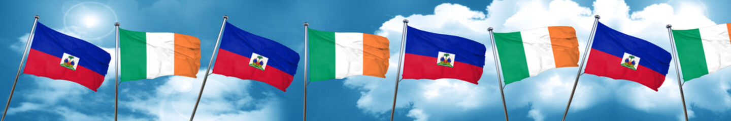 Haiti flag with Ireland flag, 3D rendering