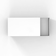 Sliding Box / Match Box, Package Cardboard White Sliding Box Opened. 3D Illustration