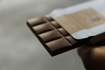 A close-up view of a chocolate bar 