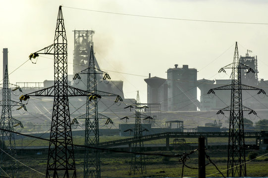 Galati, industrial zone, steel plant, Romania, Moldavia