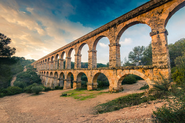 Roman Ponte del Diable in tarragona,Spain - obrazy, fototapety, plakaty