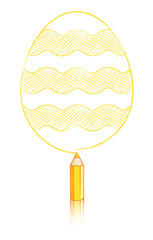 Yellow Pencil Drawing Easter Egg
