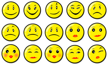 A set of emoticons. Set smiles. Isolated illustration   without  background